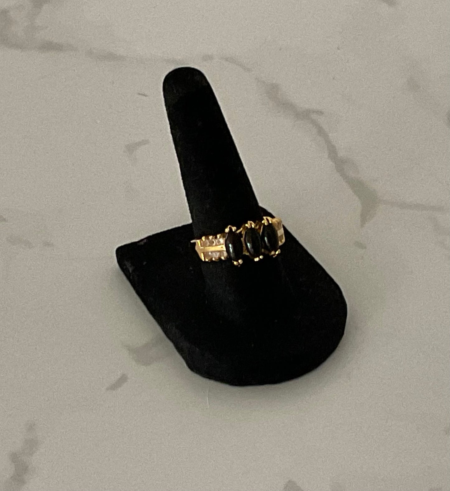 Vintage Onyx & Crystal Ring