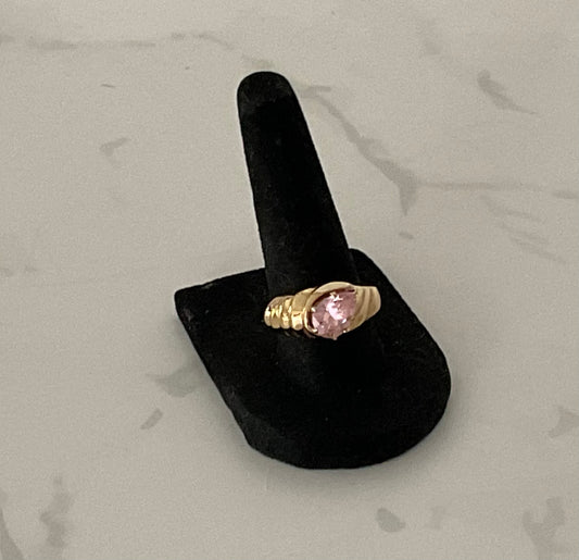 1980s Vintage Pink Tourmaline Gold Ring