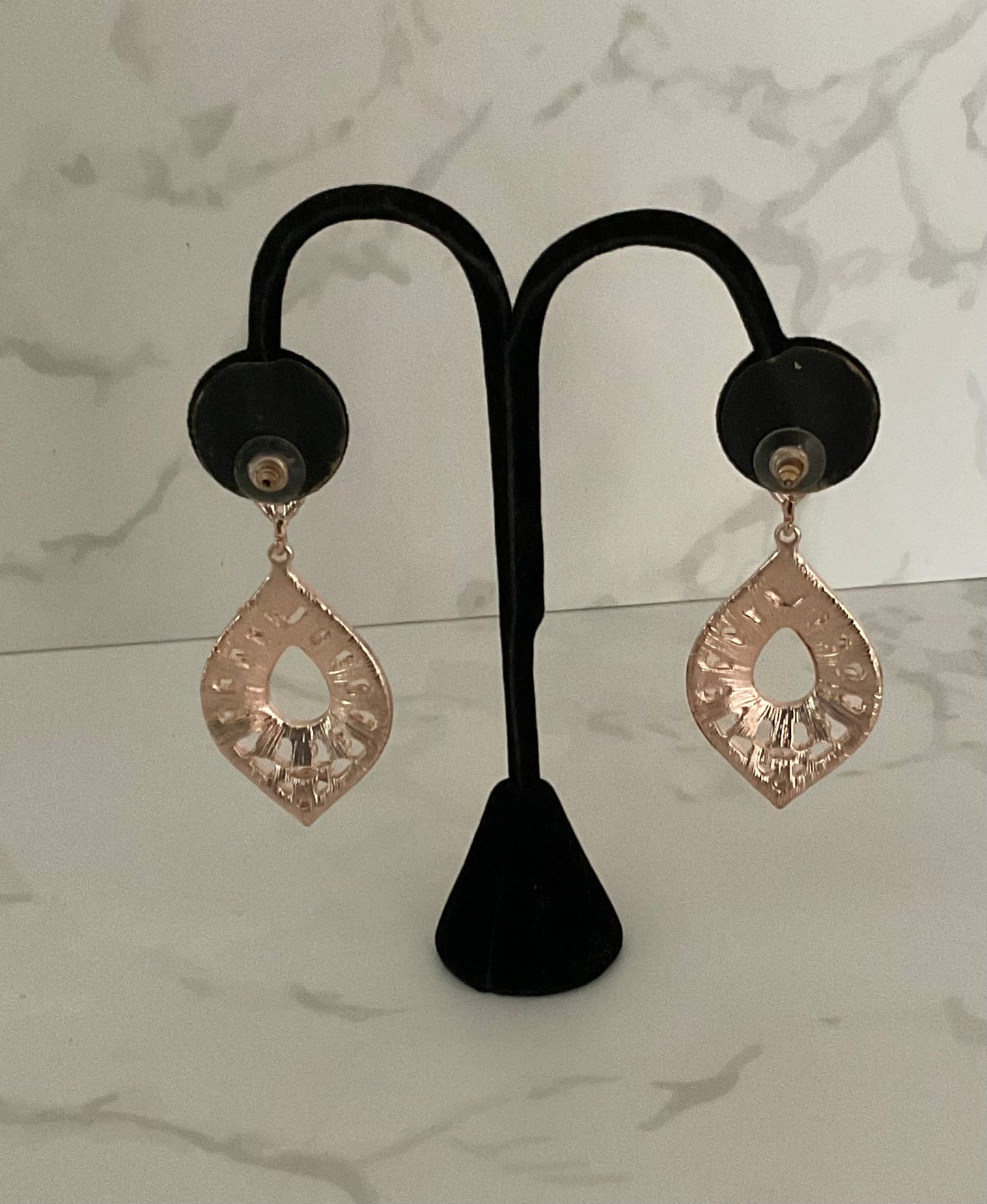 Large Rose Gold Crystal Teardrop Earrings