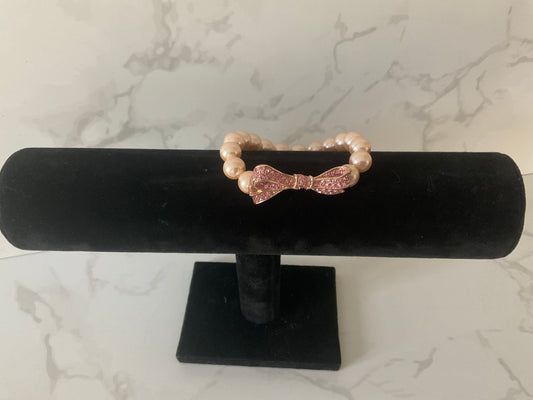 Kenneth Jay Lane Pink Pave Crystal Bow Bracelet