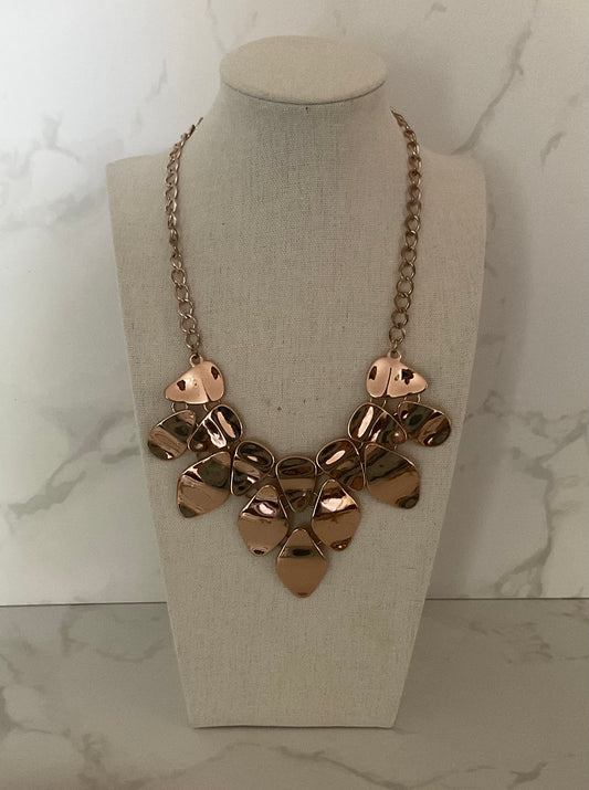 Natasha Bronze Metal Bib Statement Necklace