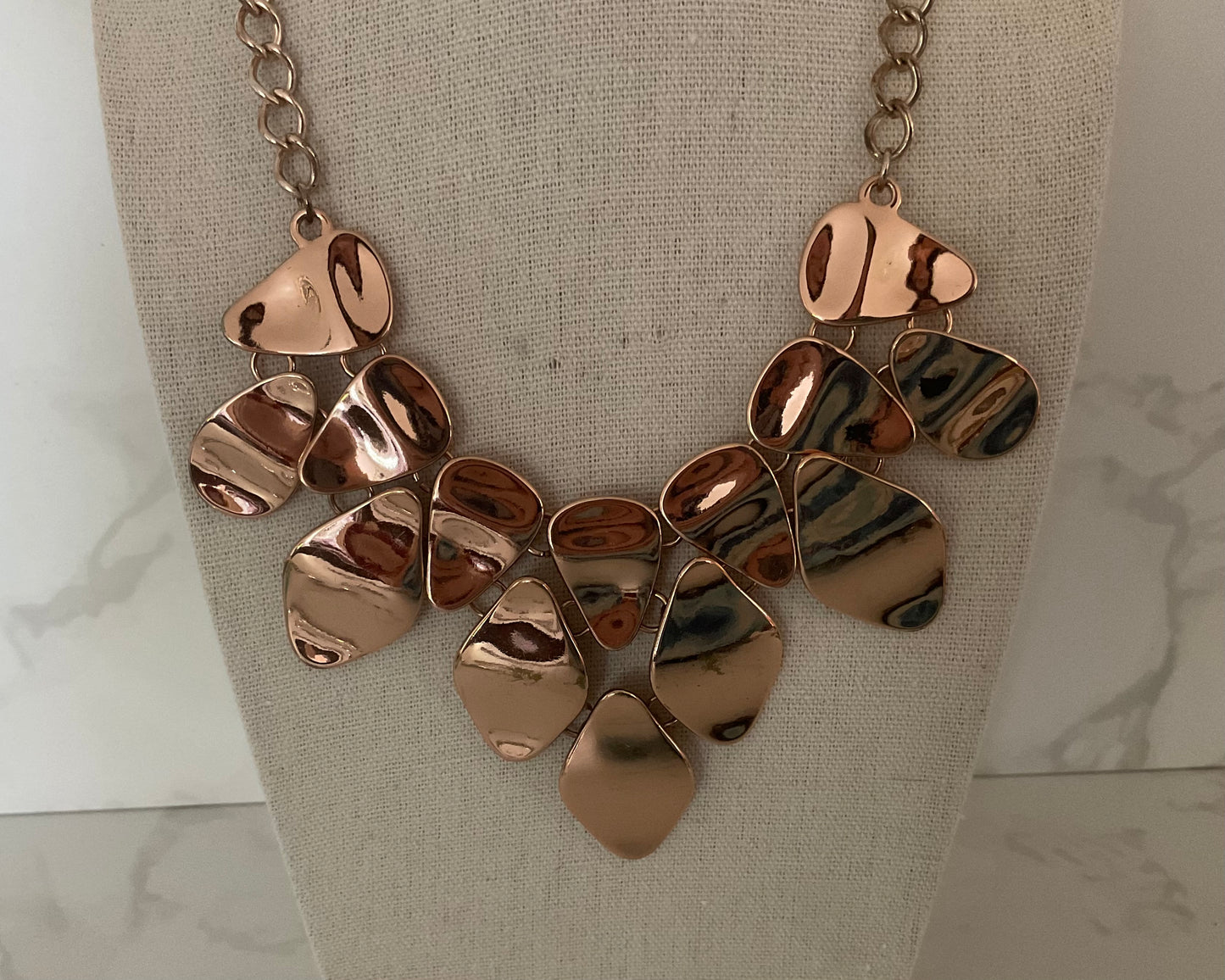 Natasha Bronze Metal Bib Statement Necklace