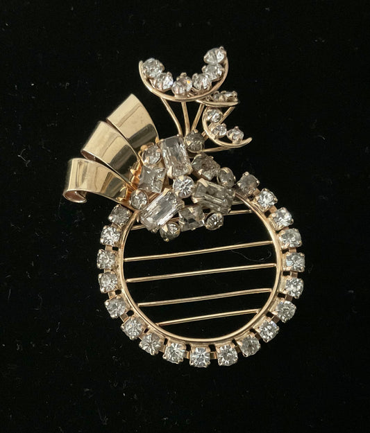Vintage M &S 1/20 GF Goldtone Crystal Brooch