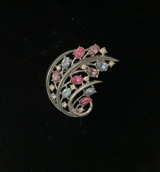 Vintage Trifari Pastel Gemstone Crystal Brooch