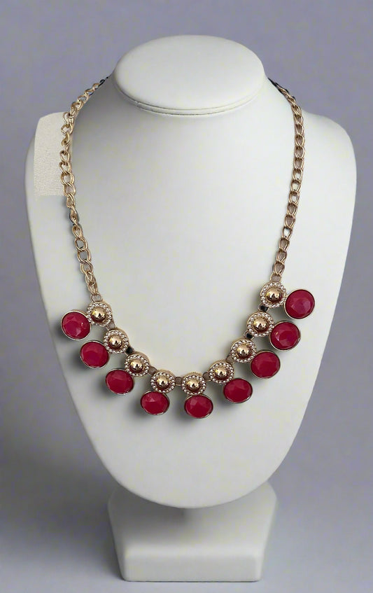 Charter Club Gold Tone Red Stone Statement Necklace