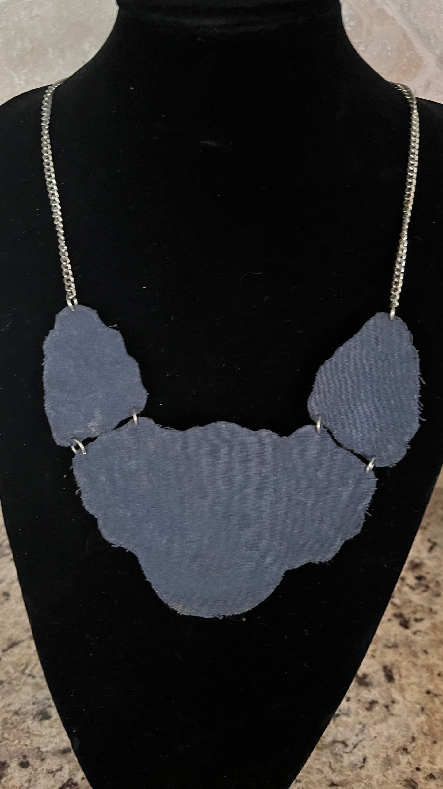 Vintage Beaded Bejeweled Fabric Felt Bib Necklace