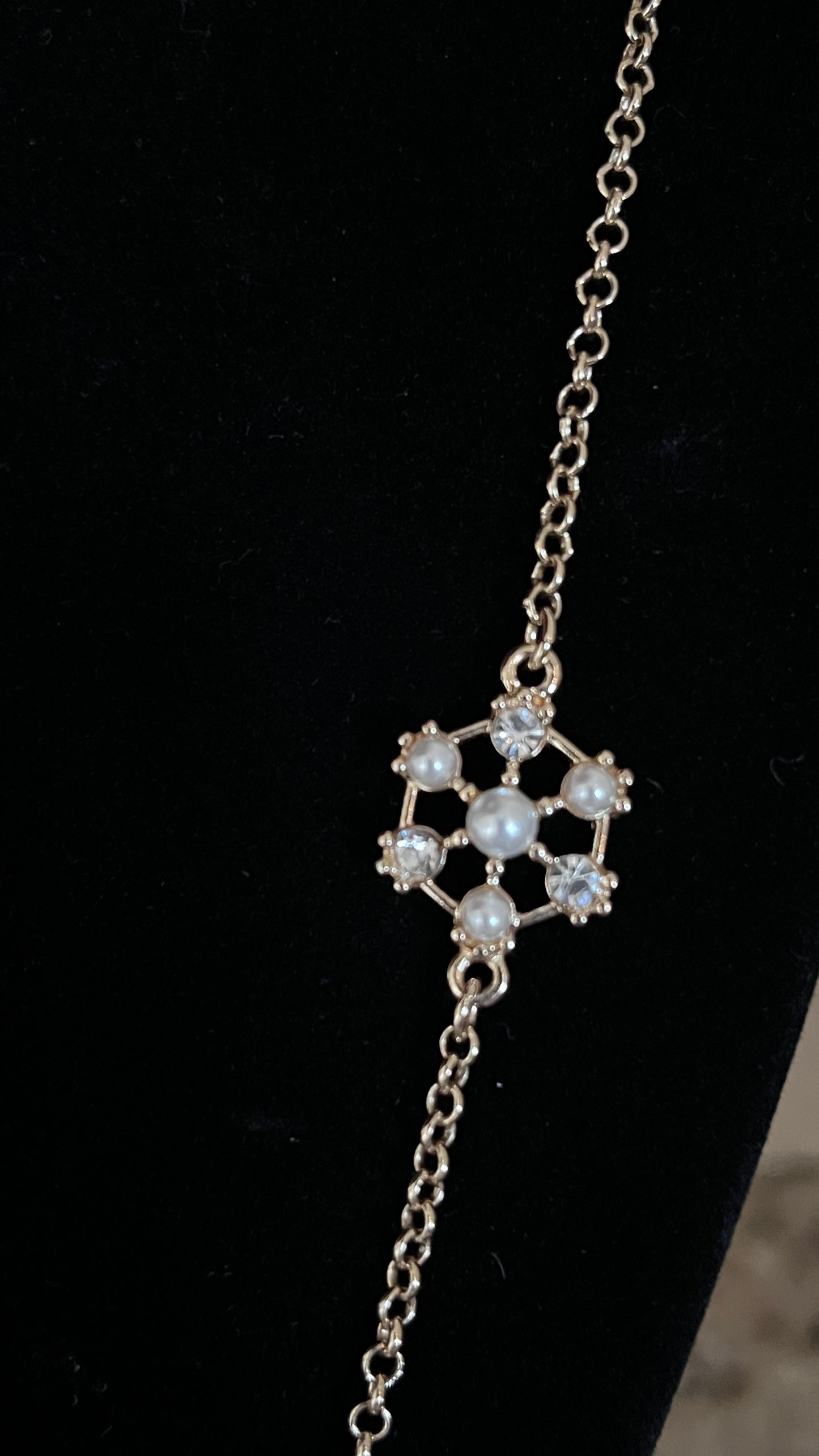 Vintage Monet 36" Gold Snowflake Crystal Necklace