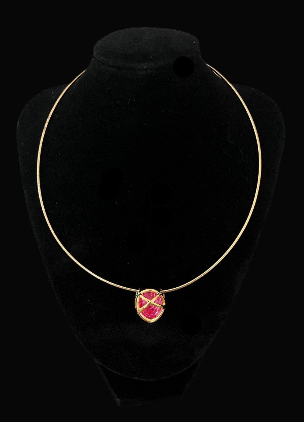 Vintage Joan Rivers Pink Gem Choker Gold Tone Wire Necklace