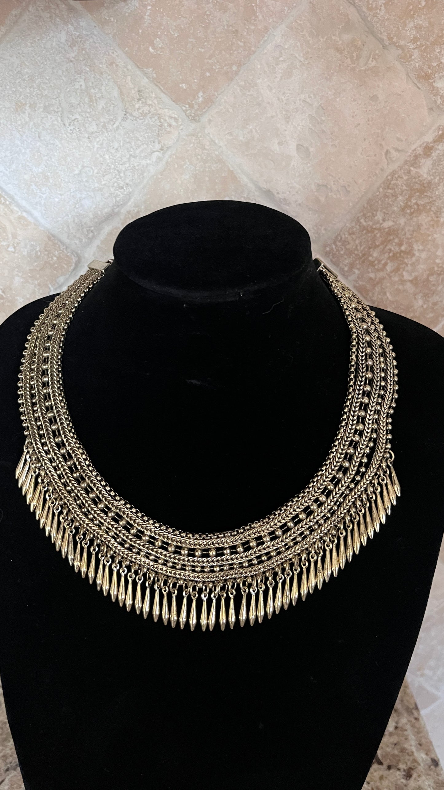 Vintage Shyanne Gold Dangle Choker Necklace